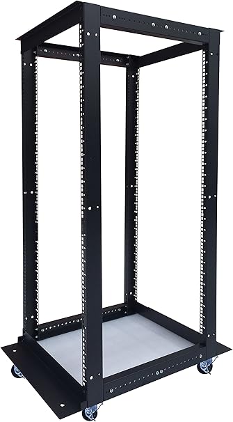 42U Open Frame 19Inch Network 4 Post Relay Server Rack On Casters Adjustable Depth 24"-37"