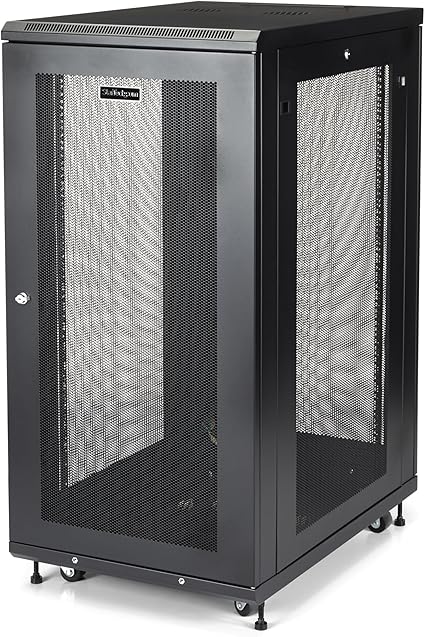 StarTech 24U Enterprise-Grade Server Rack Cabinet Kit, 19in Enclosed 4-Post Rack with Shelf and Cable Management, 29in (75cm) Mounting Depth, 992lb (450kg) Capacity