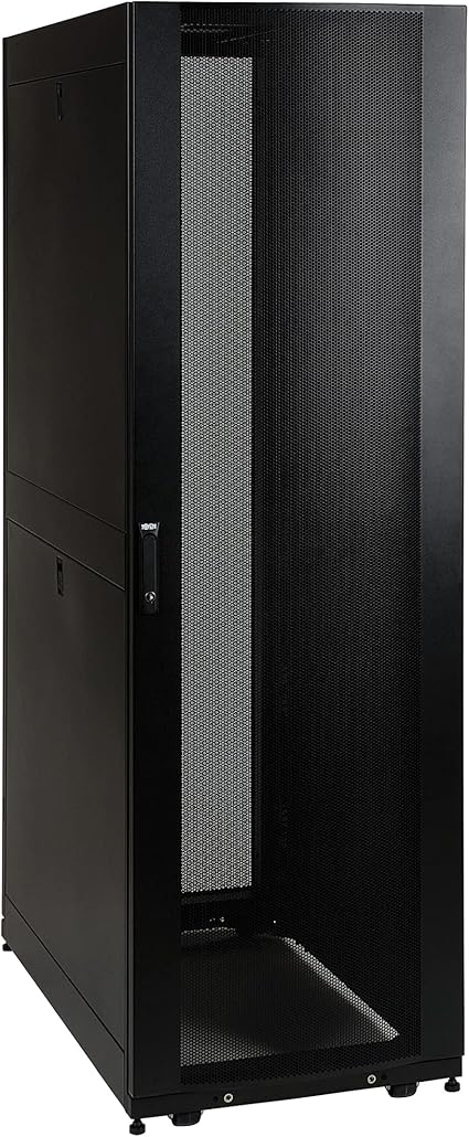 Tripp Lite 42U Server Rack Enclosure Cabinet with Doors & Side Panels, Standard Width for 19 inch Equipment, Standard 42 inch Depth, 3000 Pound Capacity, Black, 5-Year Warranty (SR42UB)